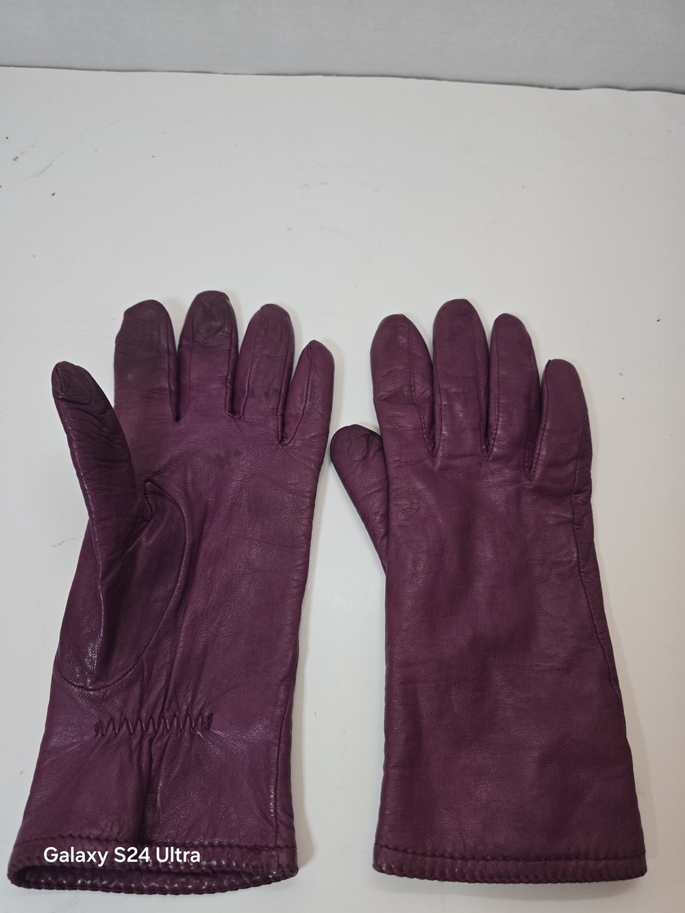Women's Genuine Leather Gloves Purple Burgundy Size L Soft Warm Winter Classic